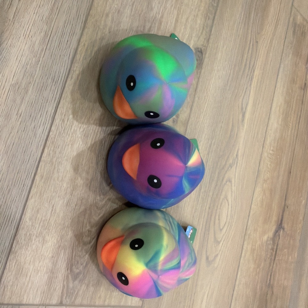 Sunny Days Jumbo Squeezy Duck – Tie-Dye Squishy Stress Relief Toy New (LOT OF 3)